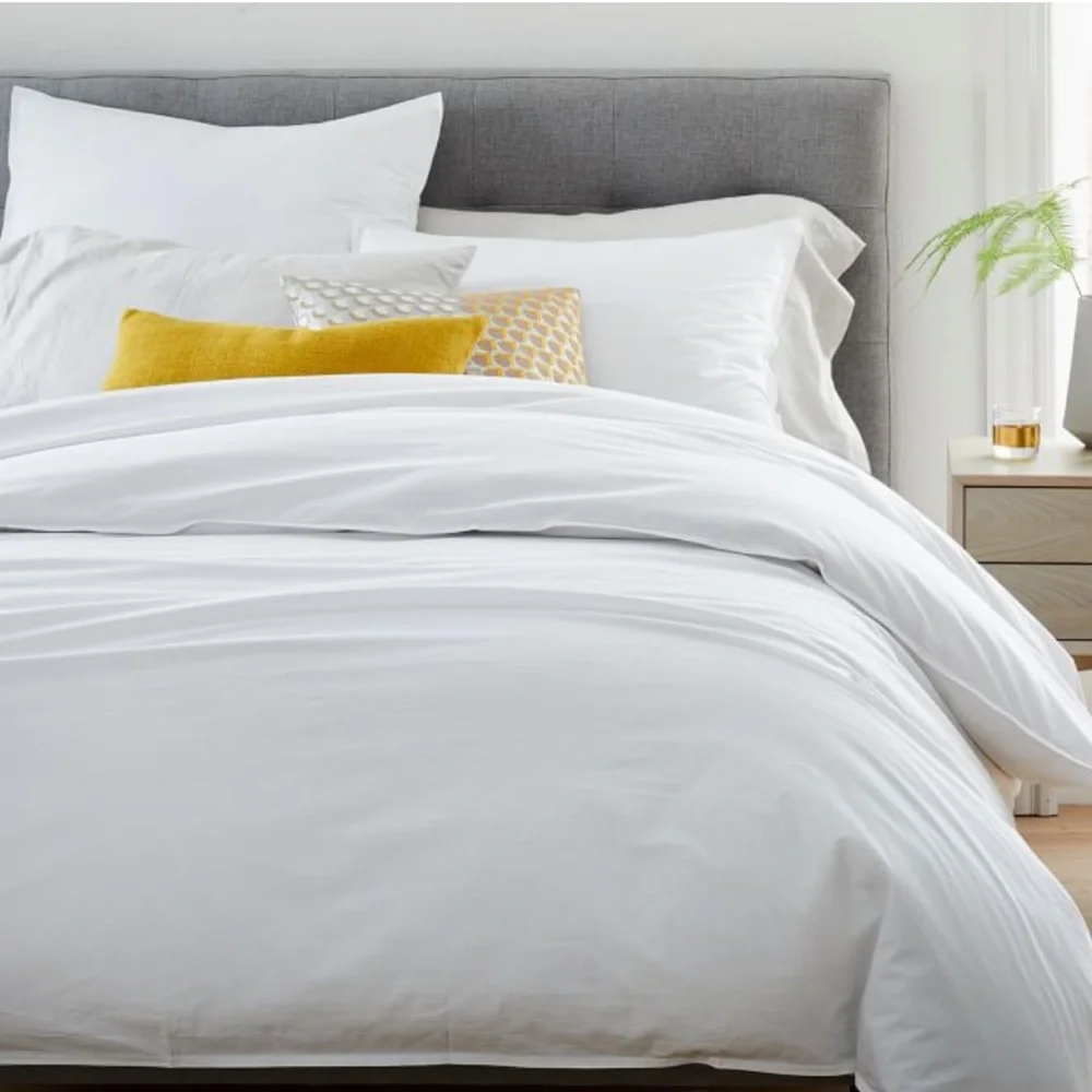 West Elm Organic Washed Cotton Percale King Sham in White